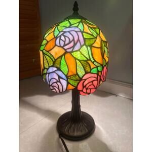 Tiffany Style Rose Stained Glass Lamp